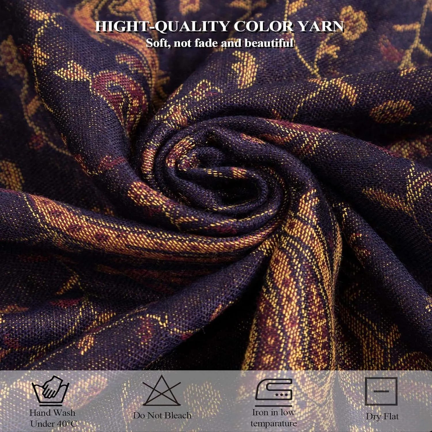 AUSEKALY Pashmina Feel Shawls Wraps for Women Rave Scarf Soft Silky Reversible Men Scarves