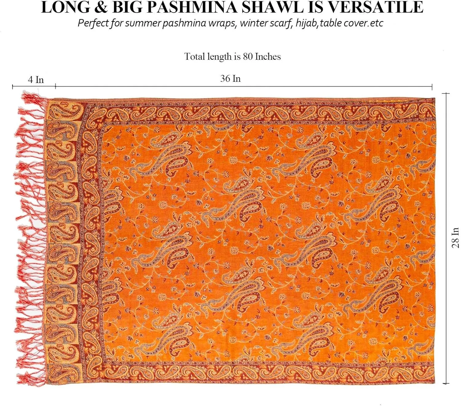 AUSEKALY Pashmina Feel Shawls Wraps for Women Rave Scarf Soft Silky Reversible Men Scarves