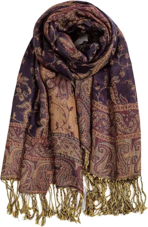 AUSEKALY Pashmina Feel Shawls Wraps for Women Rave Scarf Soft Silky Reversible Men Scarves