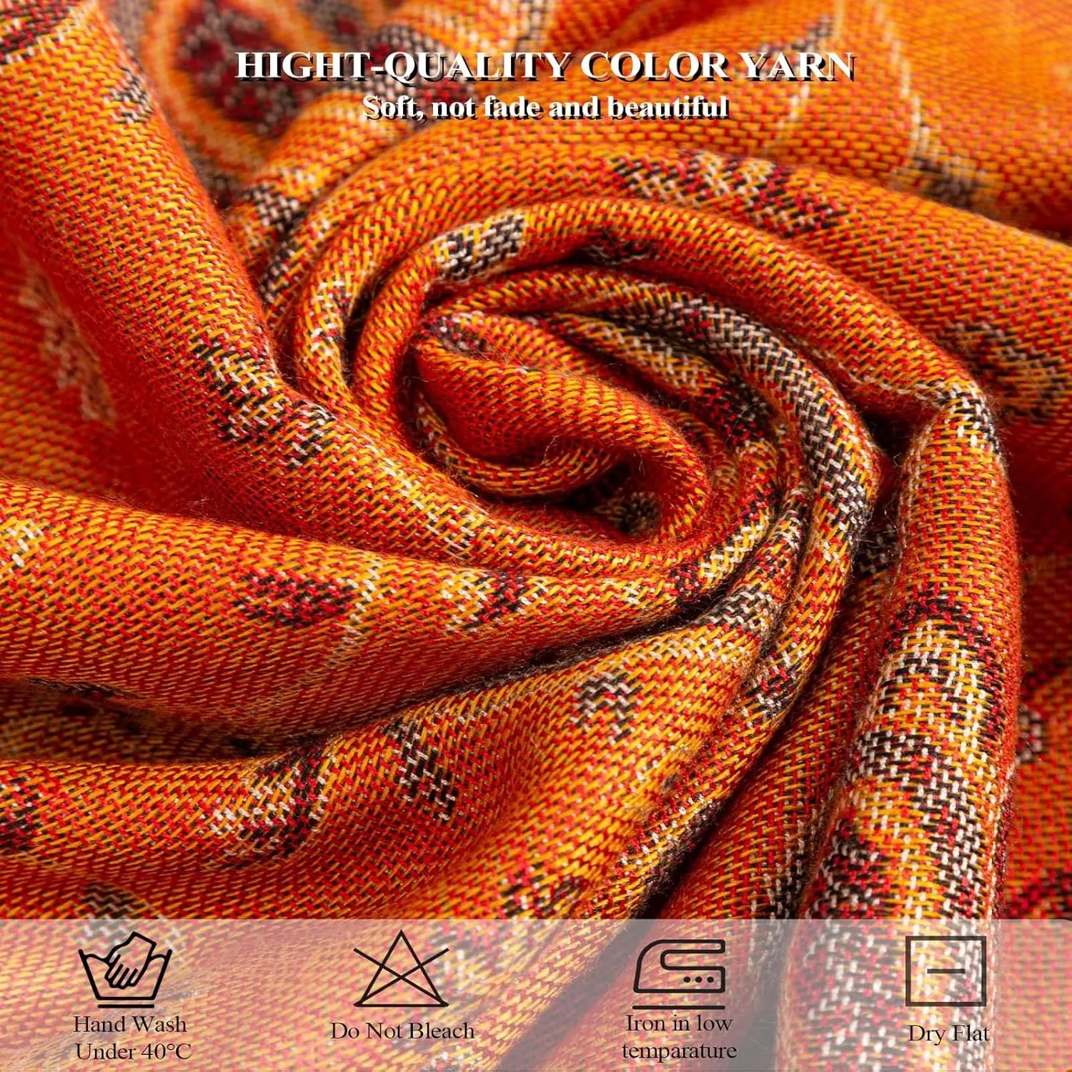 AUSEKALY Pashmina Feel Shawls Wraps for Women Rave Scarf Soft Silky Reversible Men Scarves