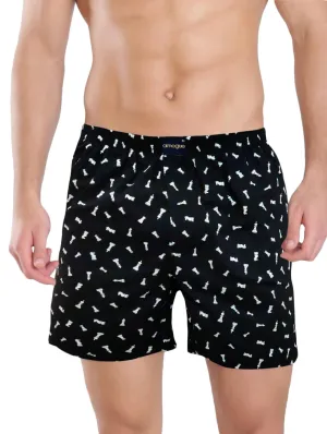 Black Chess Printed Single Cotton Boxers Combo
