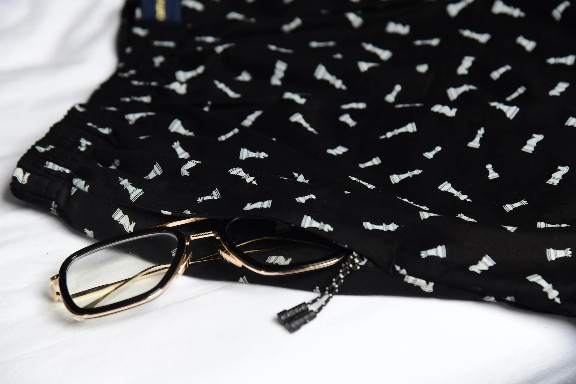 Black Chess Printed Single Cotton Boxers Combo