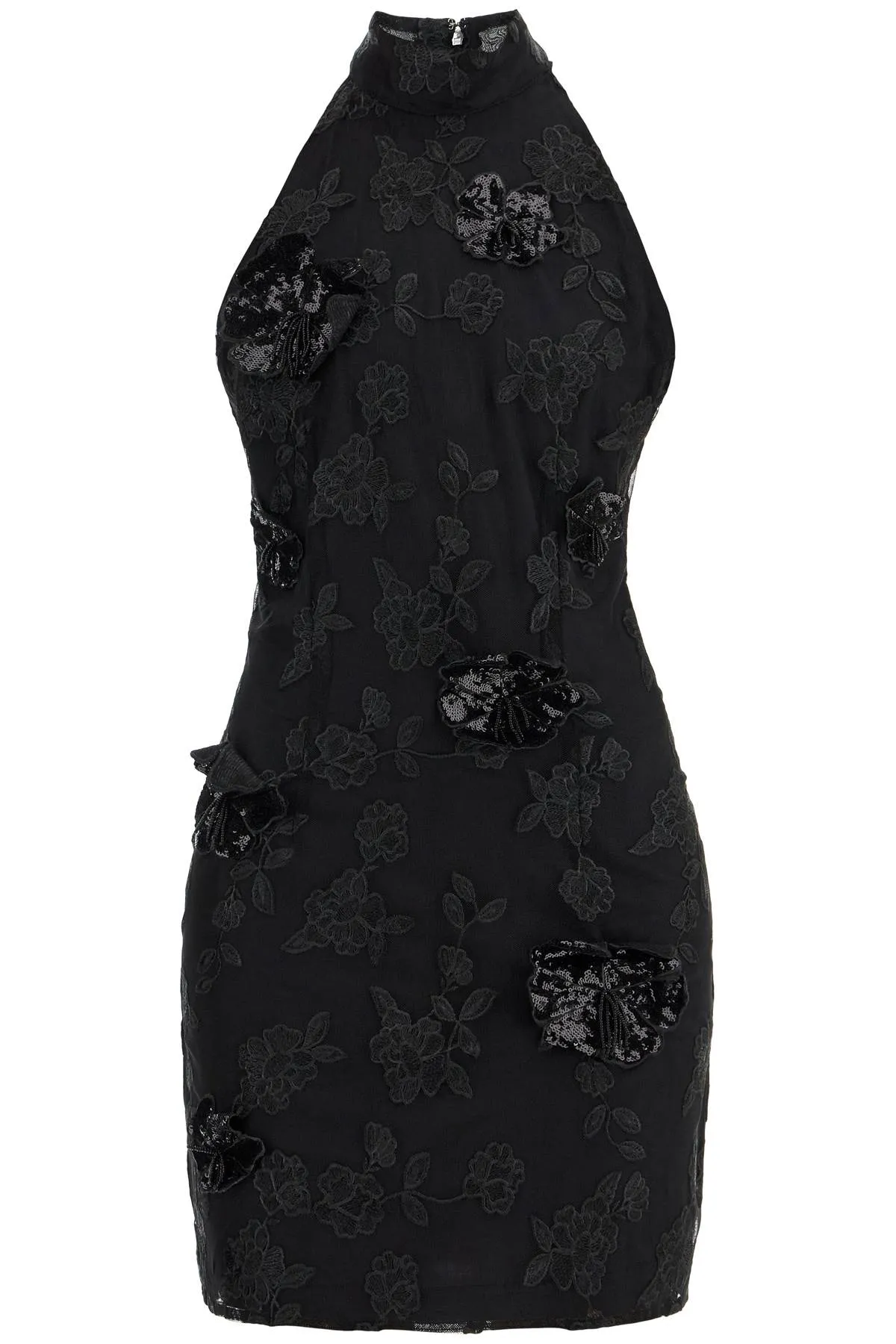 black floral recycled polyester mini dress 113584100 BLACK