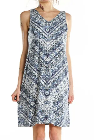 Blue Floral Sleeveless Summer Dress