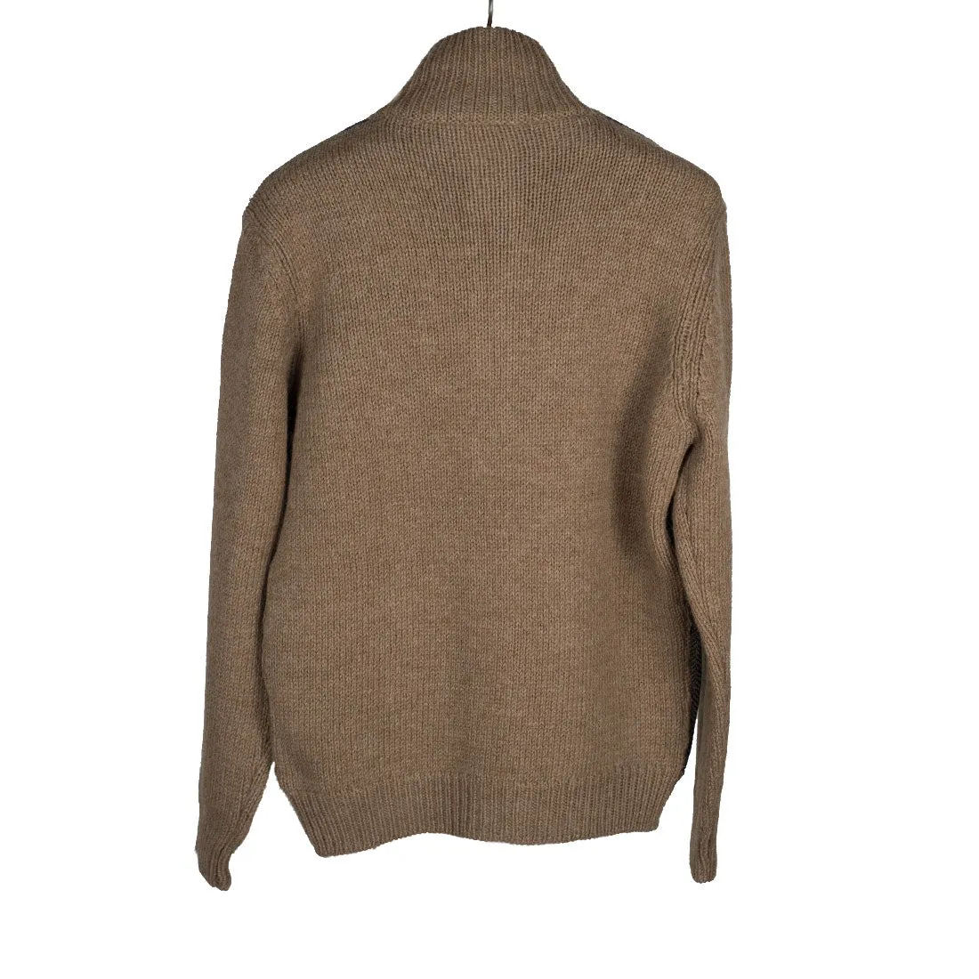 Brown herringbone A1-style wool & alpaca cardigan