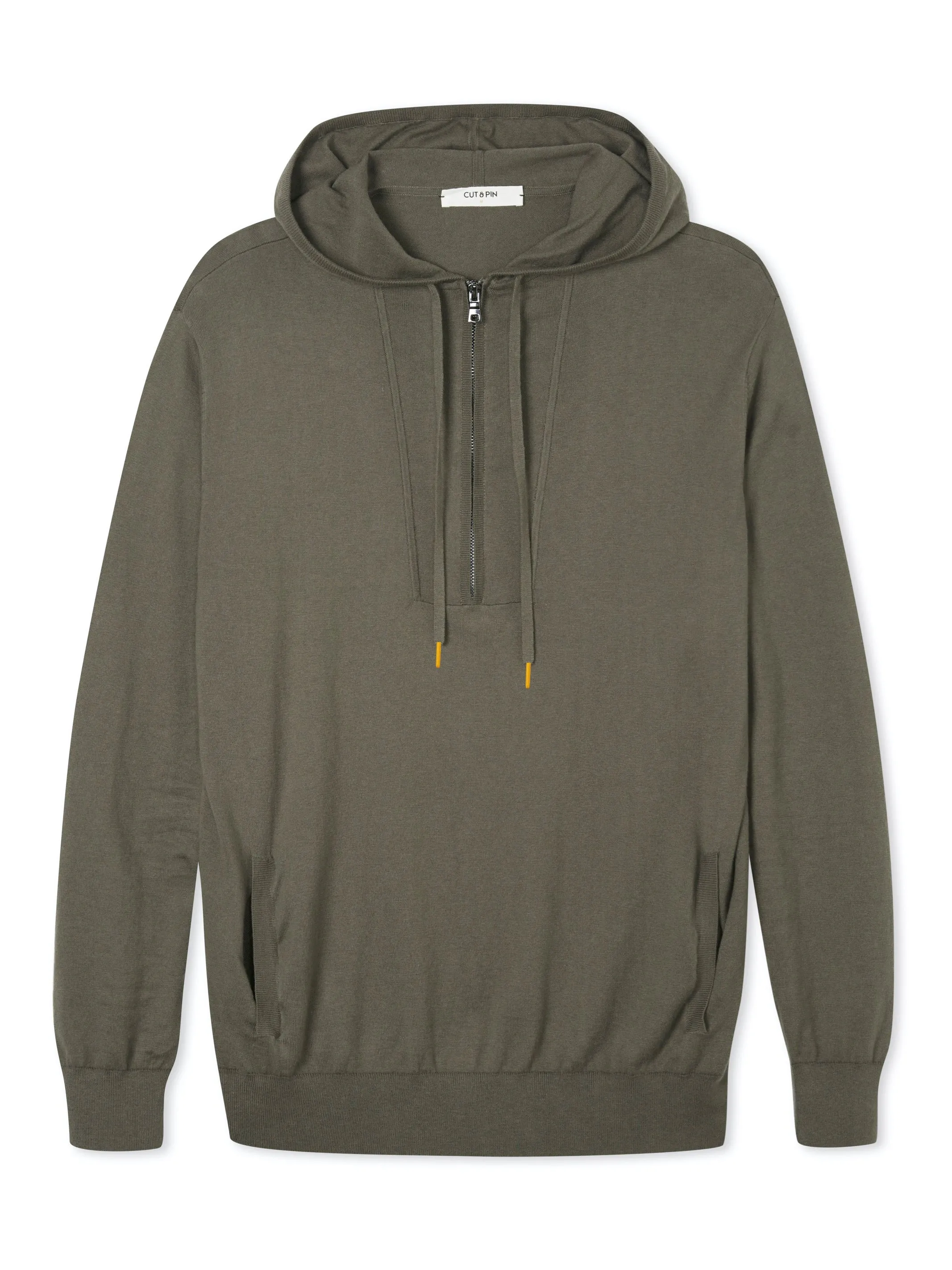 Cashmere & Cotton Knitted Hoody - Olive