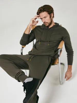 Cashmere & Cotton Knitted Hoody - Olive