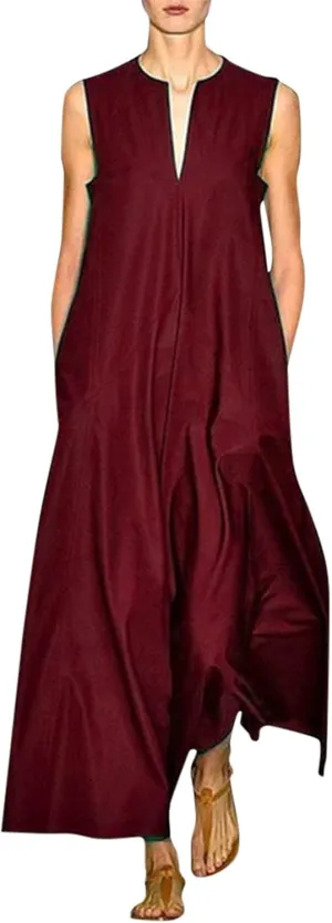 Casual Summer Dresses for Women Casual Sleeveless Crewneck Sundress Aline Flowy Tiered Maxi Long Vacation Dress