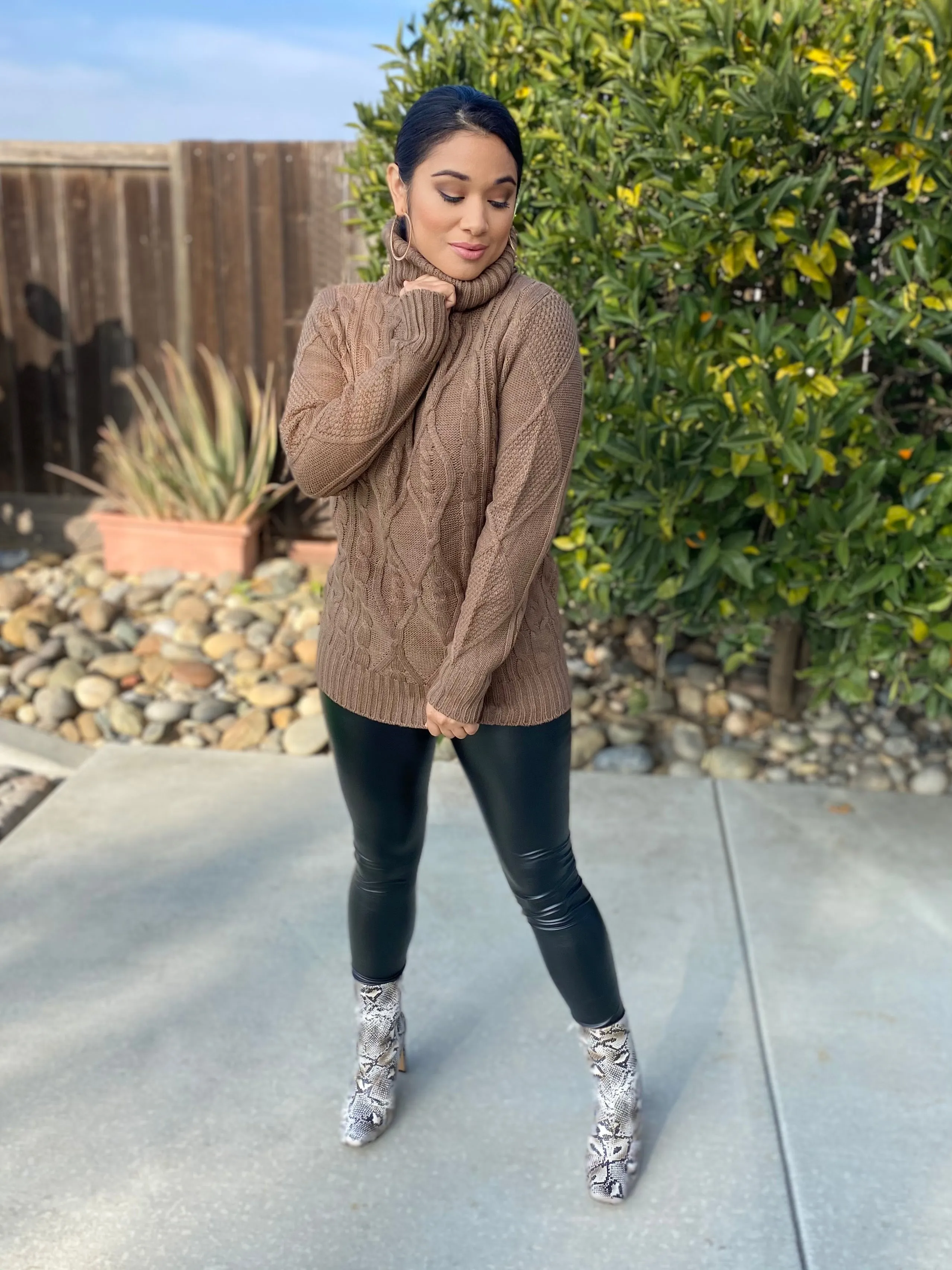 Chelsea Chunky Turtleneck Sweater (mocha)