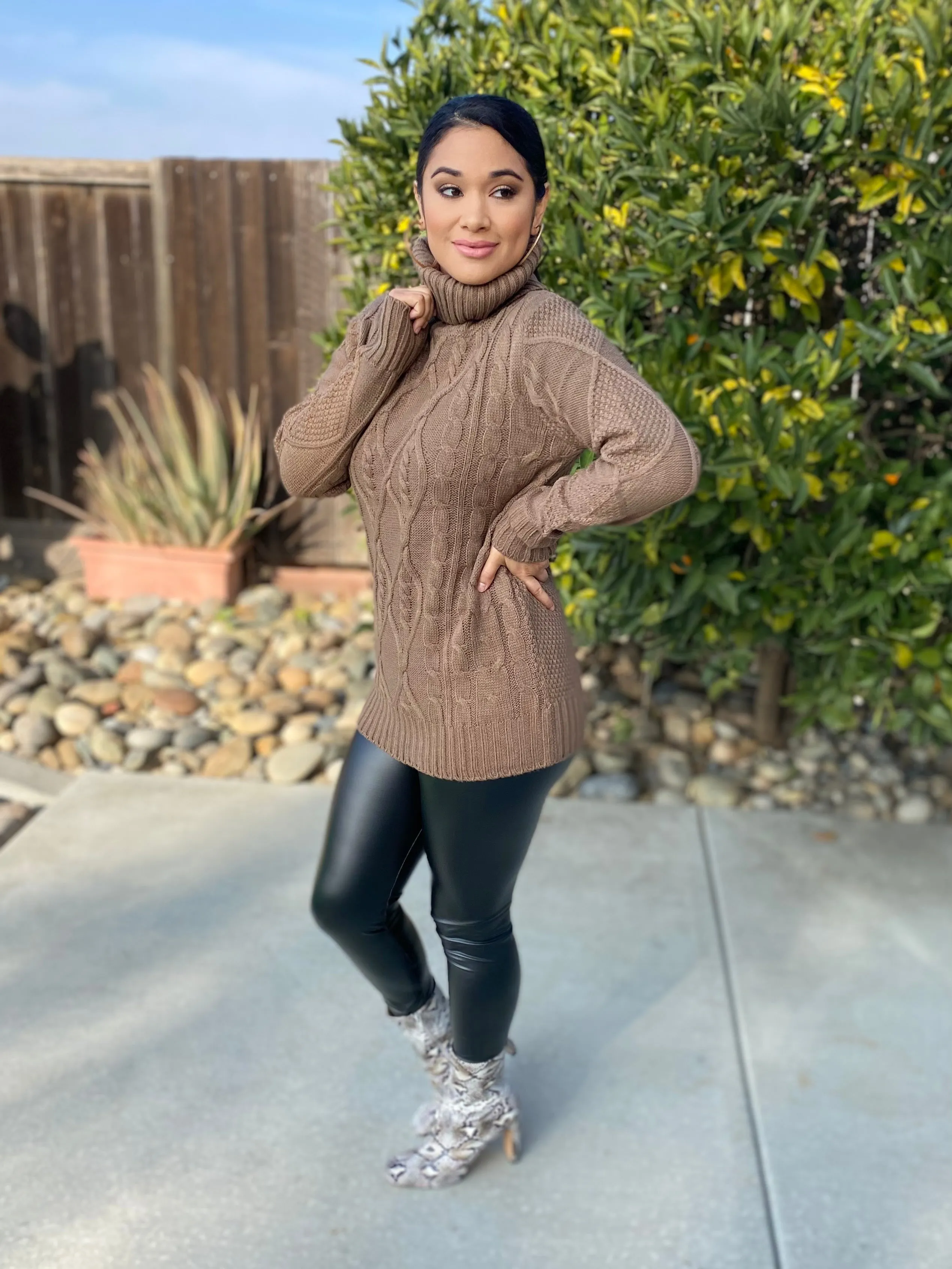 Chelsea Chunky Turtleneck Sweater (mocha)