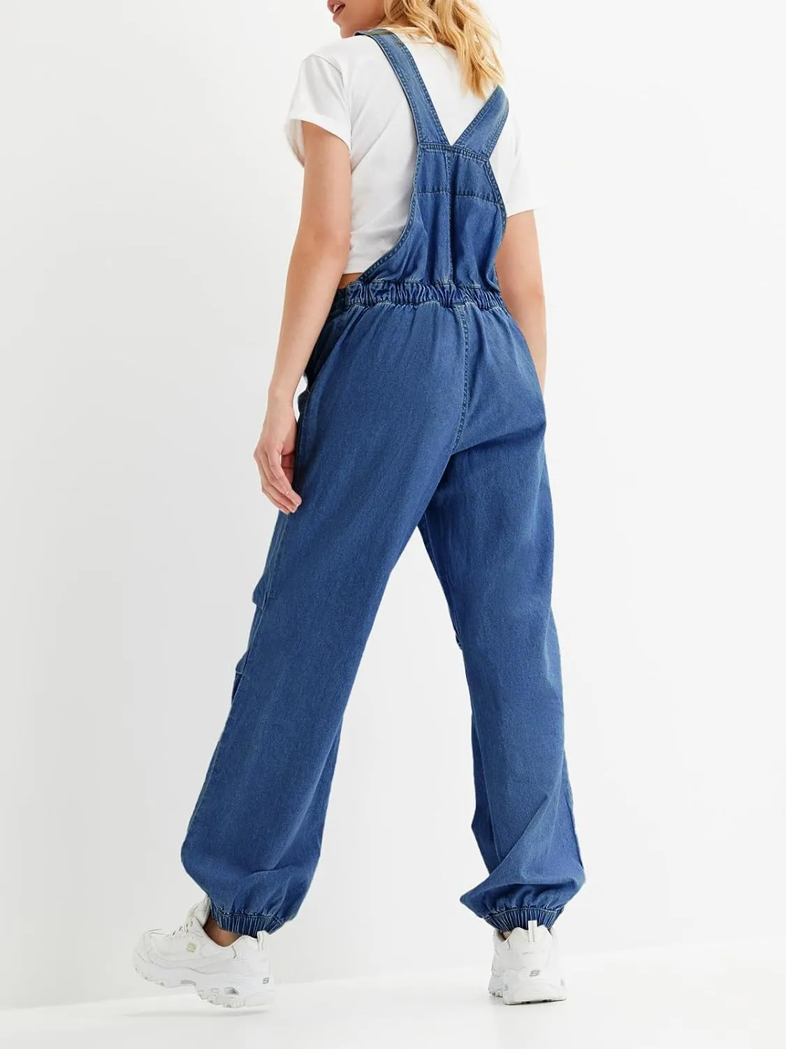 Cicy Bell Womens Baggy Denim Overalls Loose Fit Lantern Jogger Leg Jean Jumpsuit with Pockets
