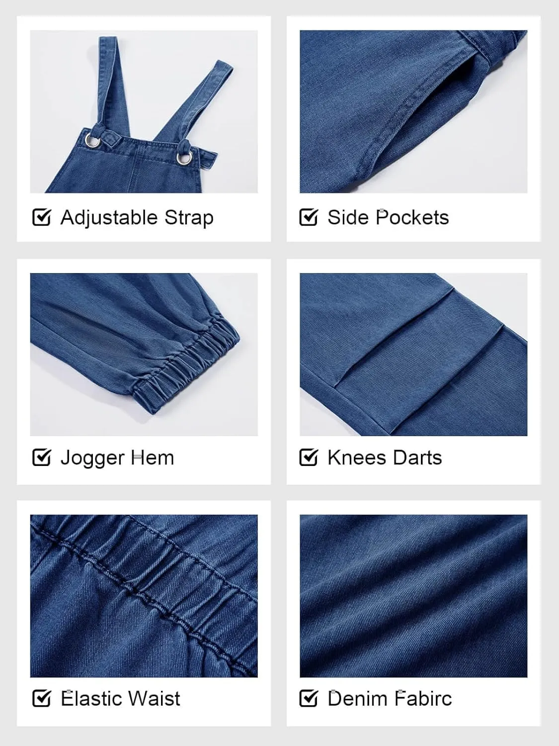Cicy Bell Womens Baggy Denim Overalls Loose Fit Lantern Jogger Leg Jean Jumpsuit with Pockets