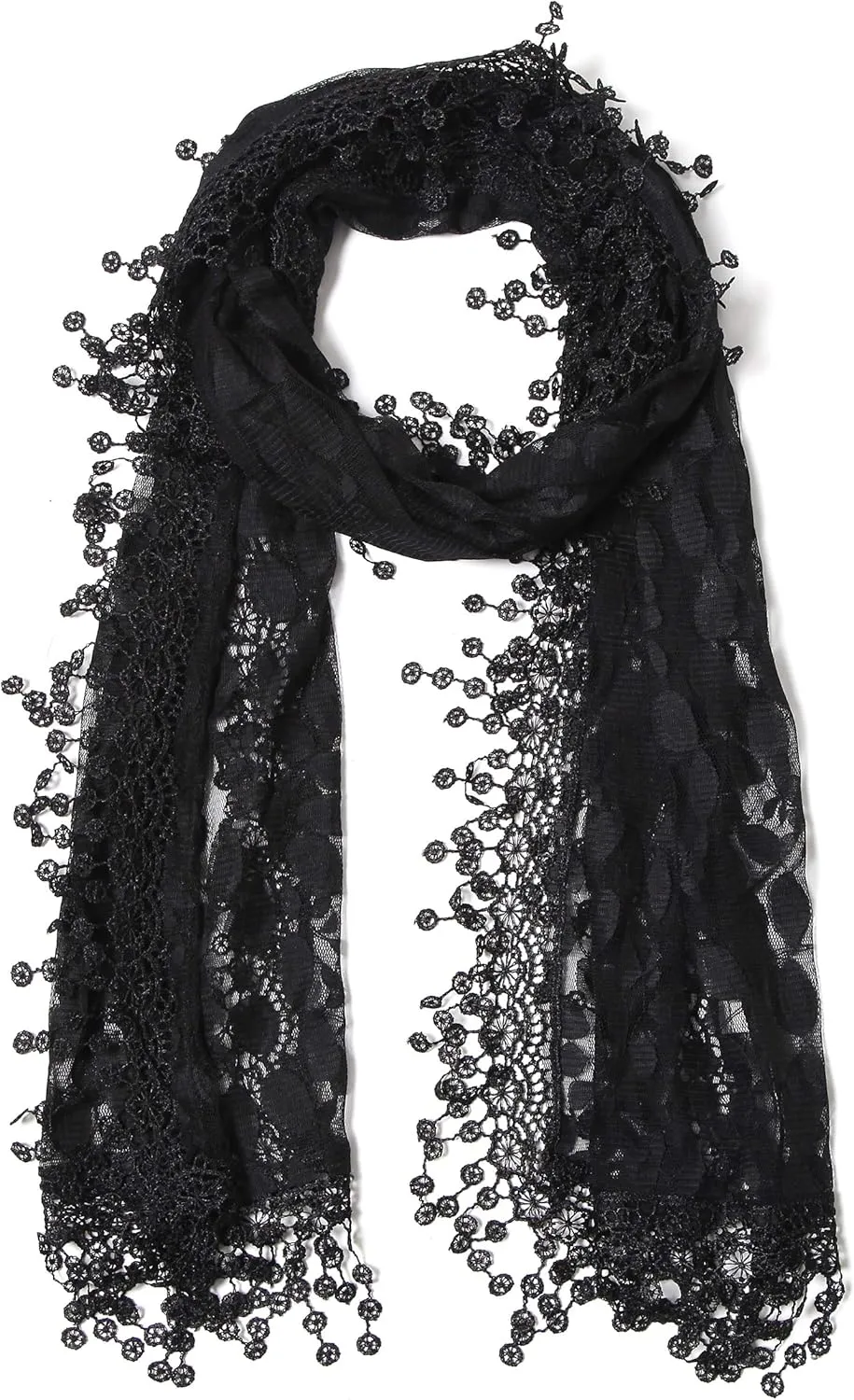 Cindy and Wendy Lightweight Soft Leaf Lace Fringes Scarf shawl for Women