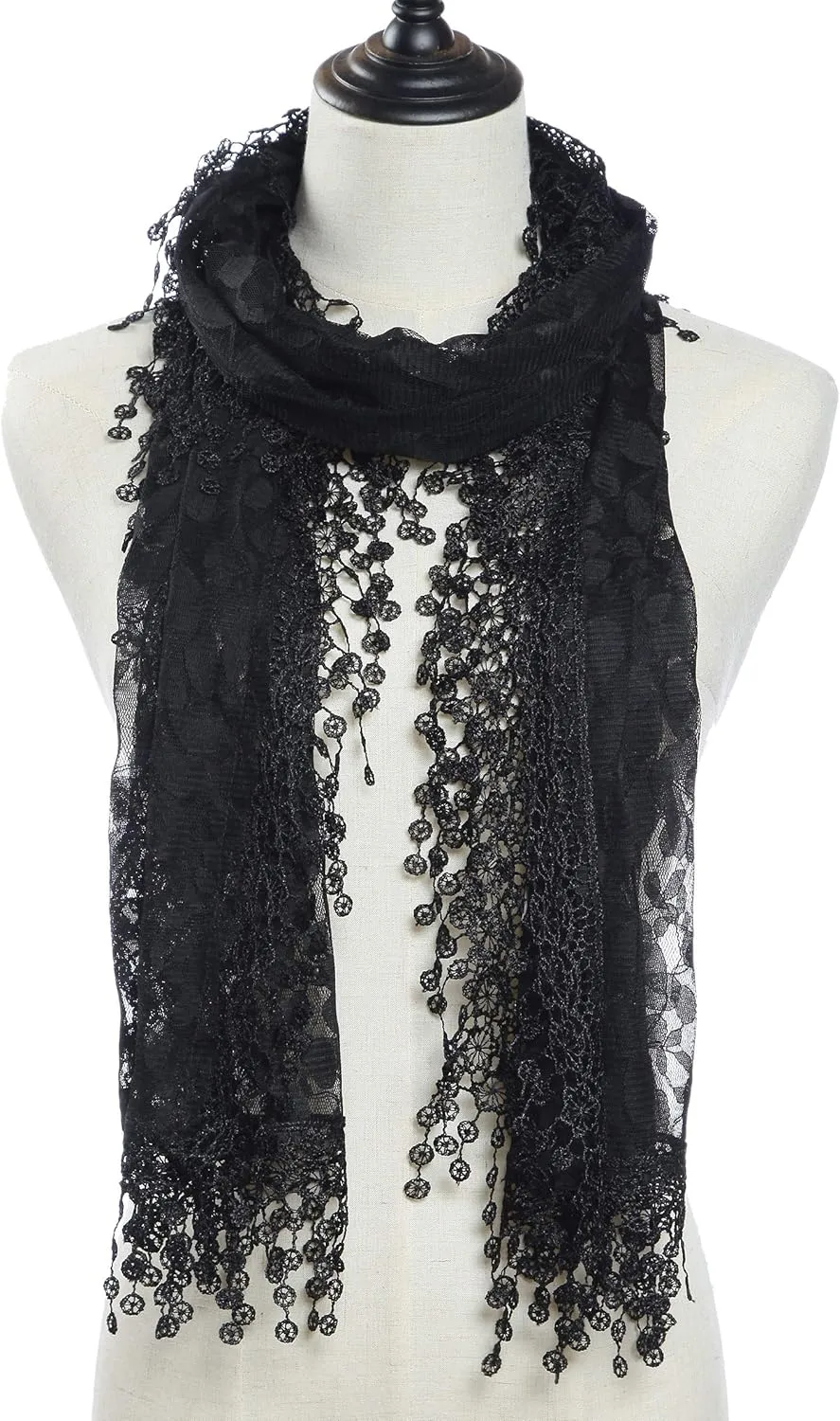 Cindy and Wendy Lightweight Soft Leaf Lace Fringes Scarf shawl for Women