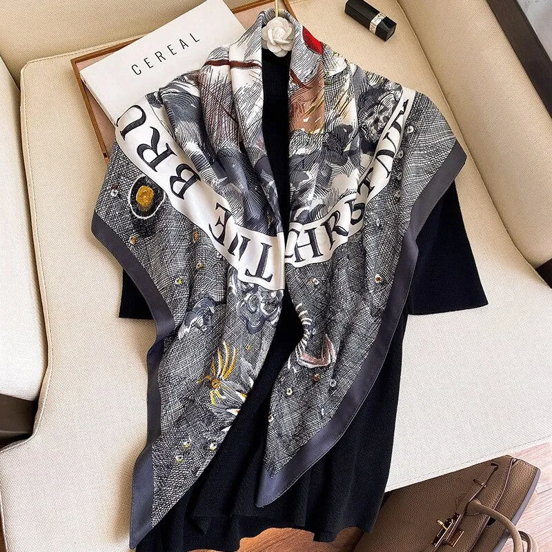 Colorful Deluxe Tropical Print Silk Neck Scarfs