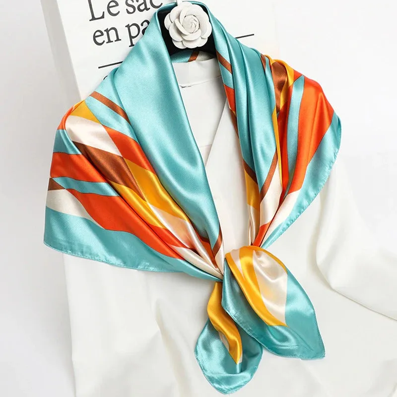 Colorful Deluxe Tropical Print Silk Neck Scarfs