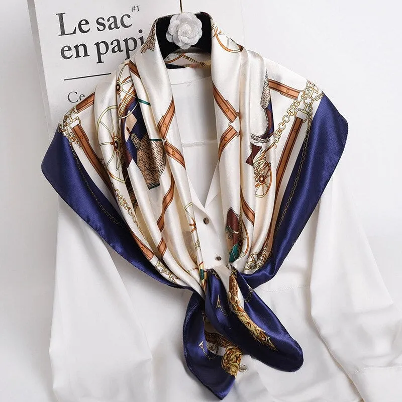 Colorful Deluxe Tropical Print Silk Neck Scarfs