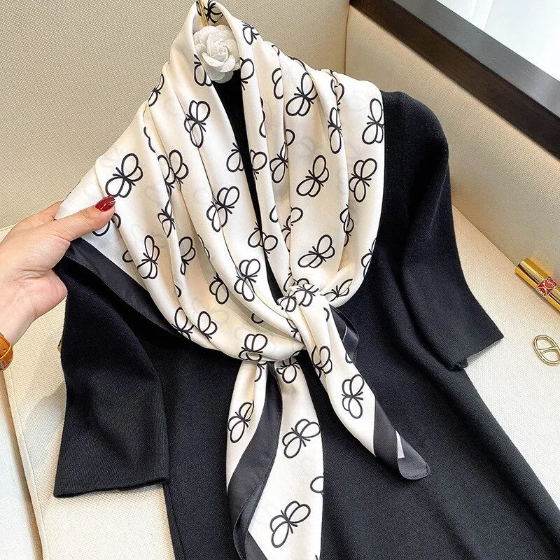 Colorful Deluxe Tropical Print Silk Neck Scarfs