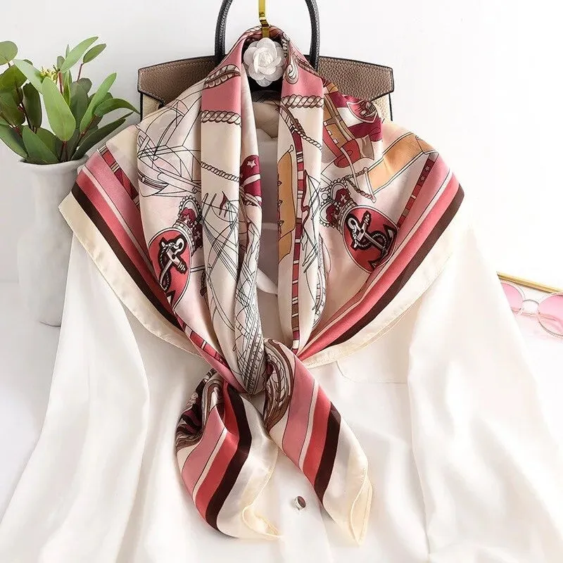 Colorful Deluxe Tropical Print Silk Neck Scarfs