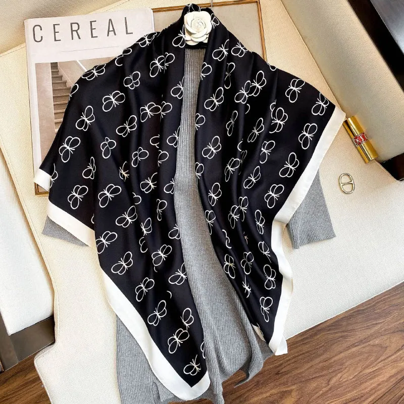 Colorful Deluxe Tropical Print Silk Neck Scarfs