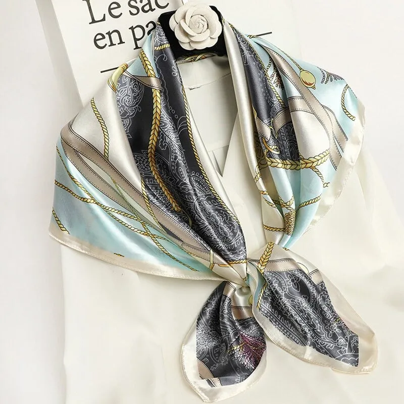 Colorful Deluxe Tropical Print Silk Neck Scarfs