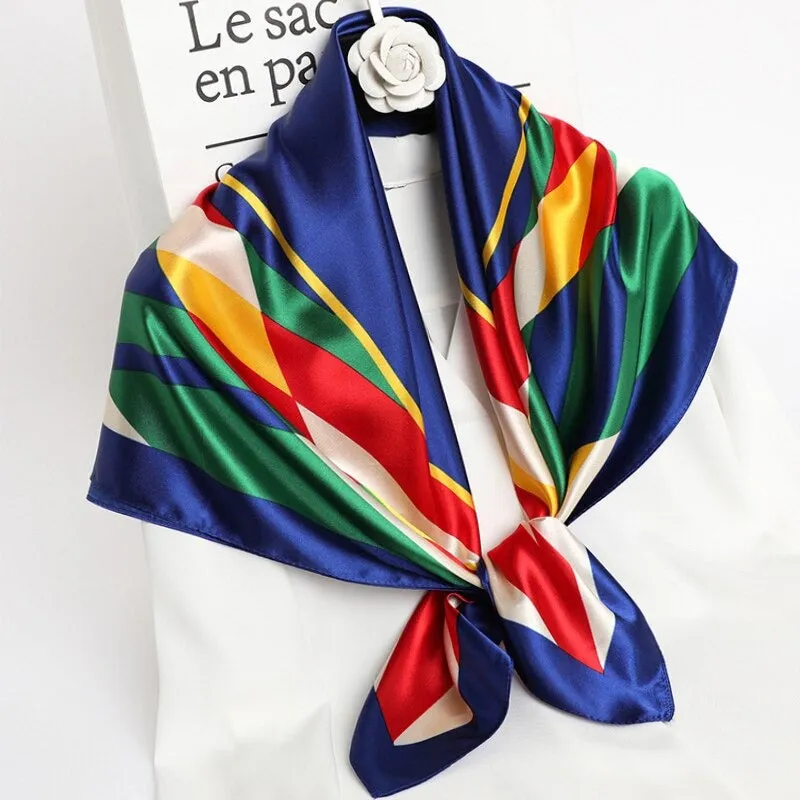 Colorful Deluxe Tropical Print Silk Neck Scarfs