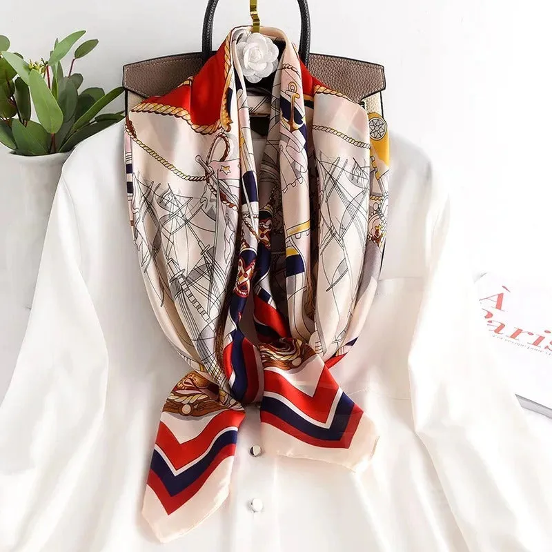 Colorful Deluxe Tropical Print Silk Neck Scarfs