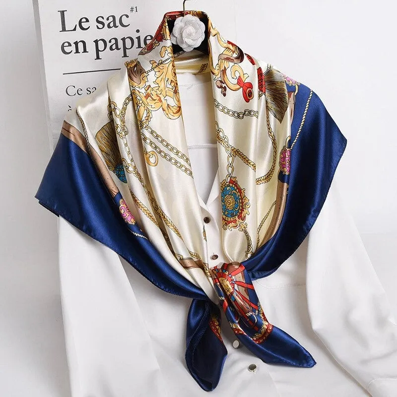 Colorful Deluxe Tropical Print Silk Neck Scarfs