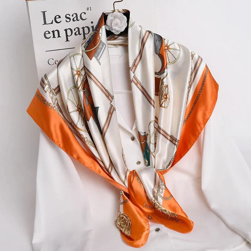 Colorful Deluxe Tropical Print Silk Neck Scarfs