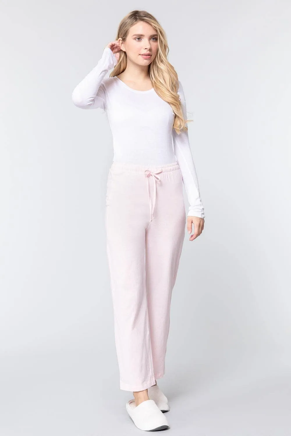 Cotton Pajama Pants-Light Pink