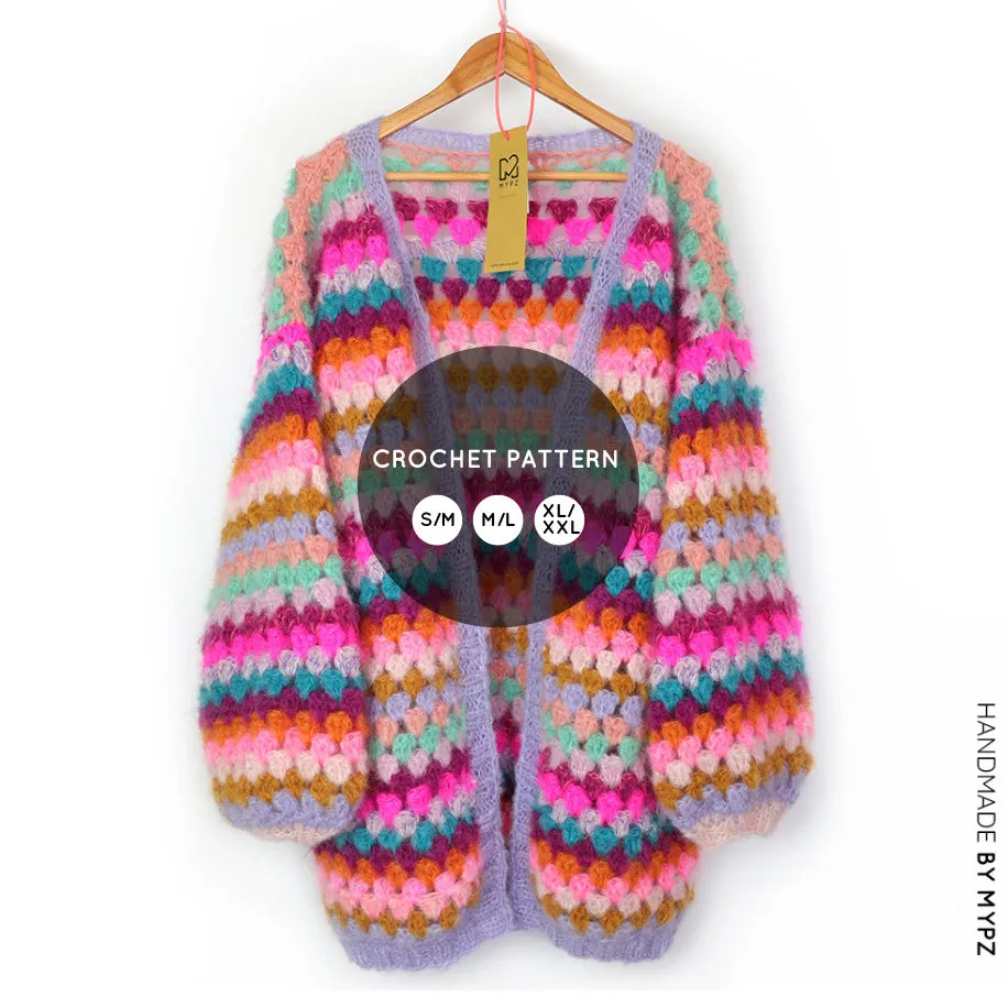 Crochet pattern - MYPZ Mohair Granny stripes cardigan Spirit (ENG-NL)