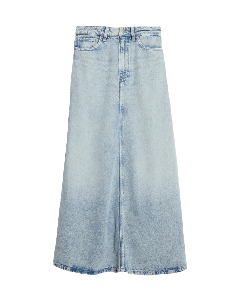 Denim Maxi A-Line Skirt