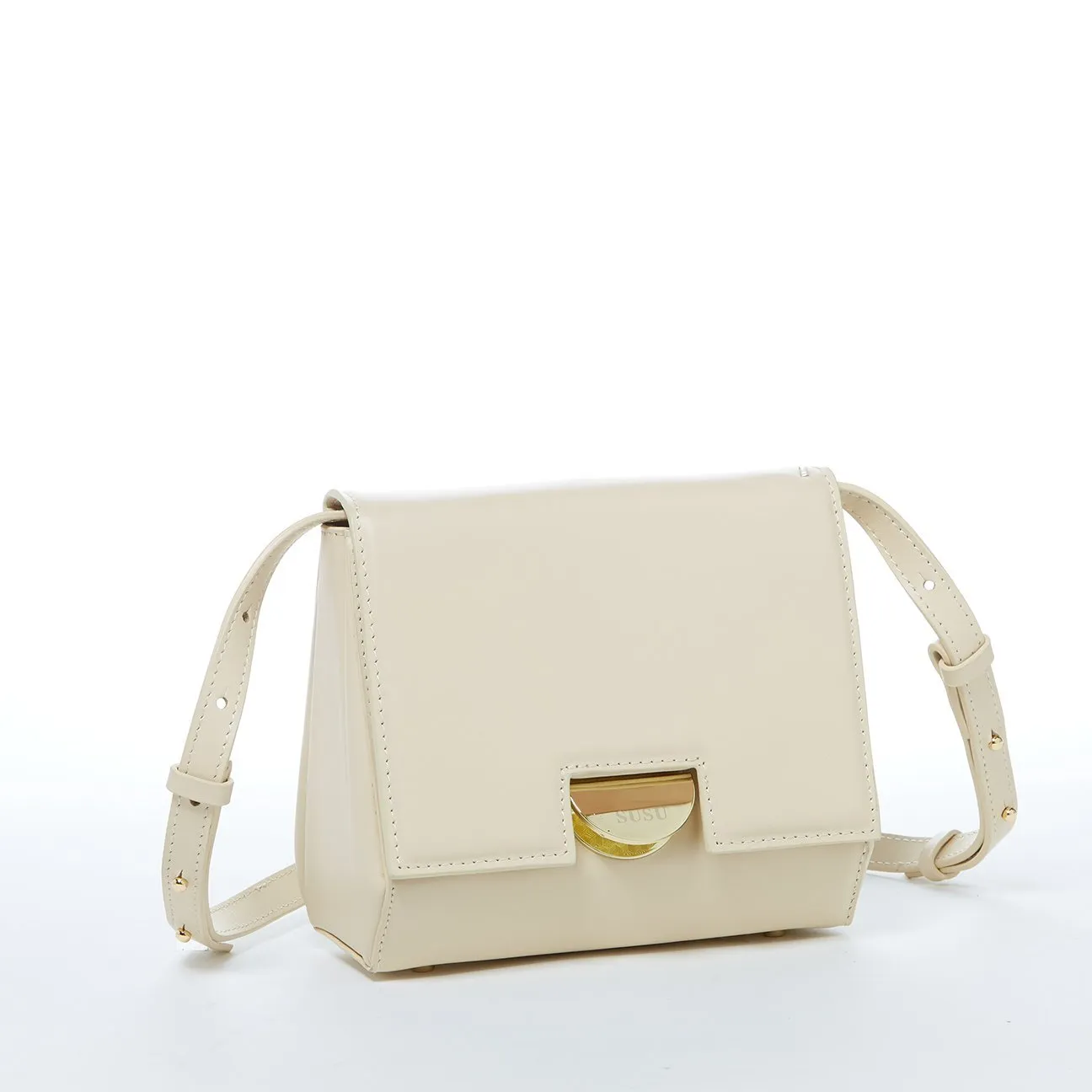 Elizabeth Off White Leather Saddle Bag