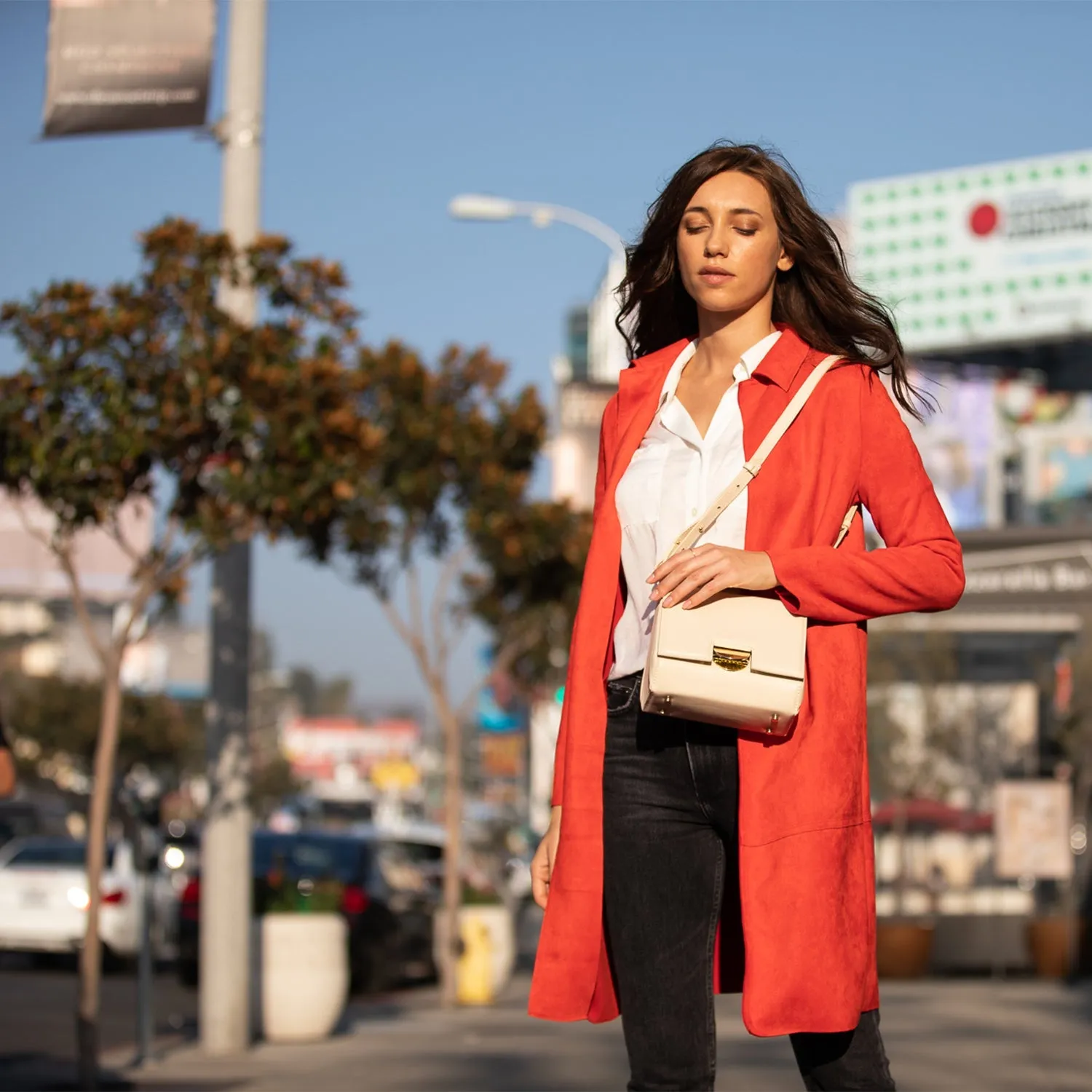 Elizabeth Off White Leather Saddle Bag