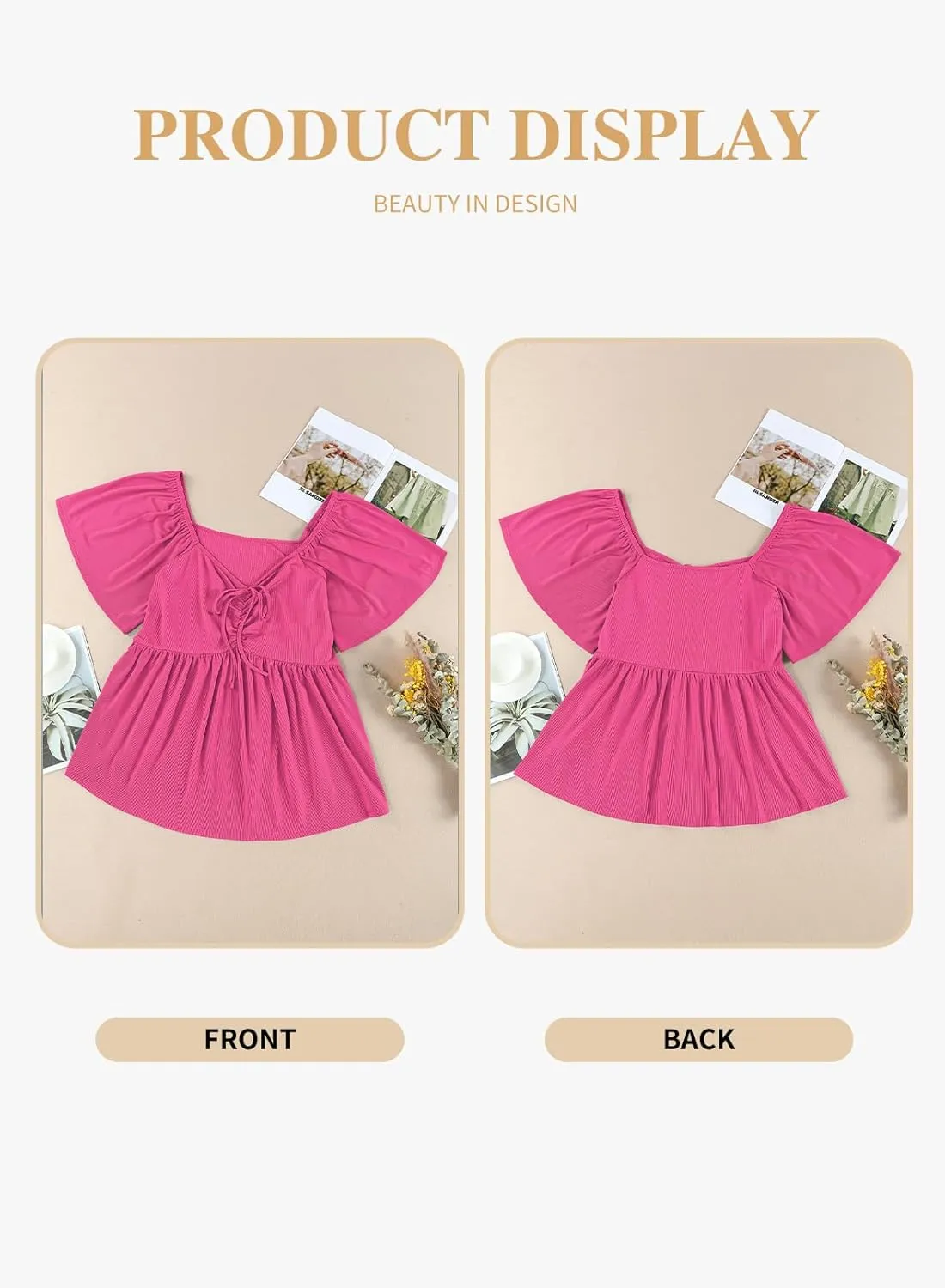 Eytino Women Plus Size Sweetheart Neck Short Sleeve Shirred Peplum Blouse Tops Shirts(1X-5X)