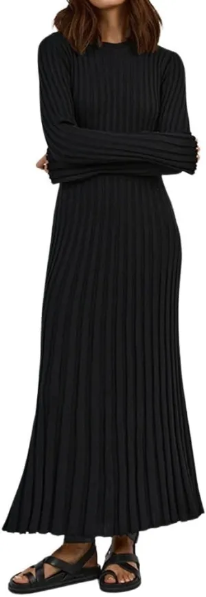 Fall Knit Dresses for Women 2024 Elegant Ribbed Pleated Bodycon Sweater Dress Casual Loose Maternity Dress