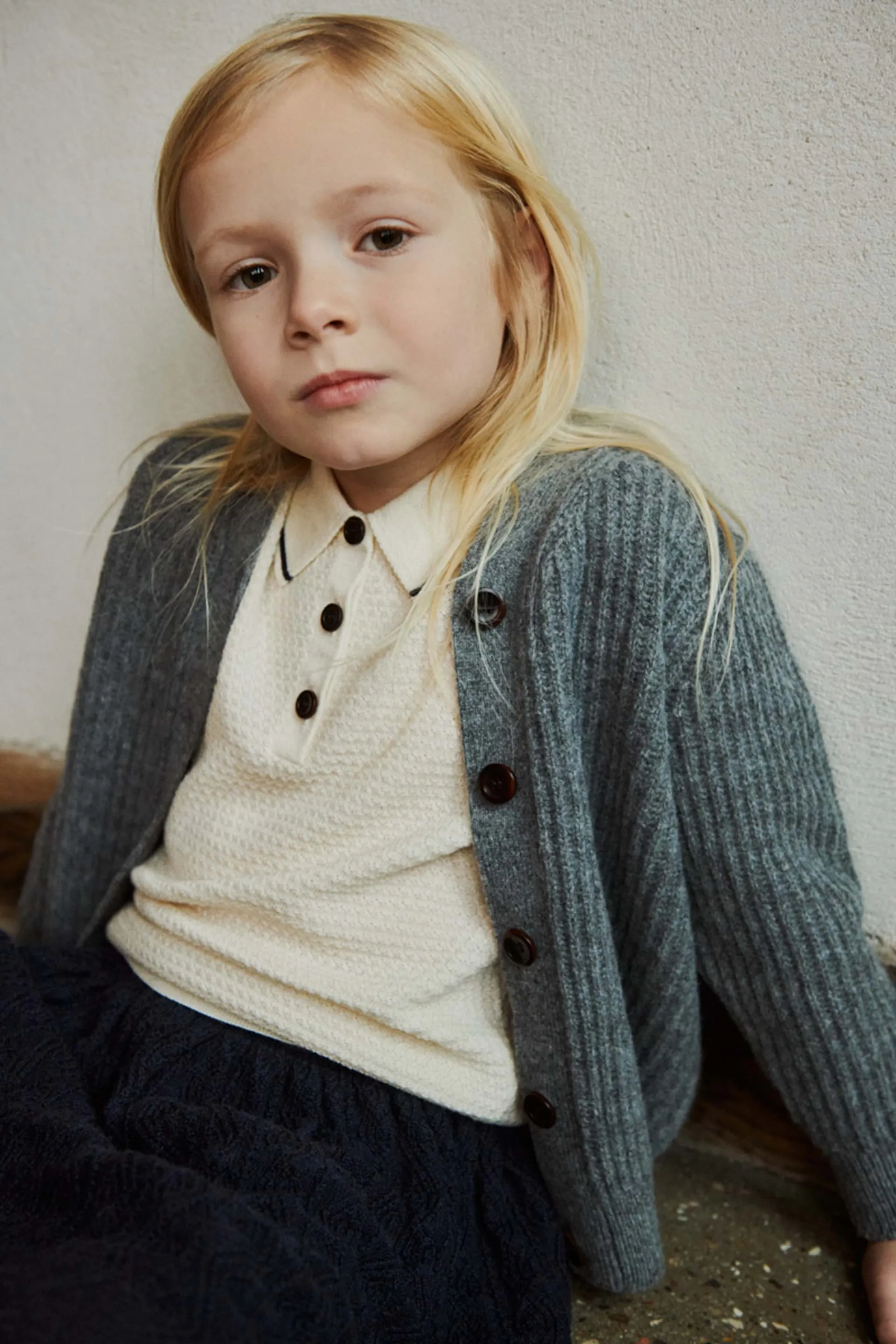 Fub Lambswool Cardigan - Charcoal Melange - 90cm, 100cm, 110cm