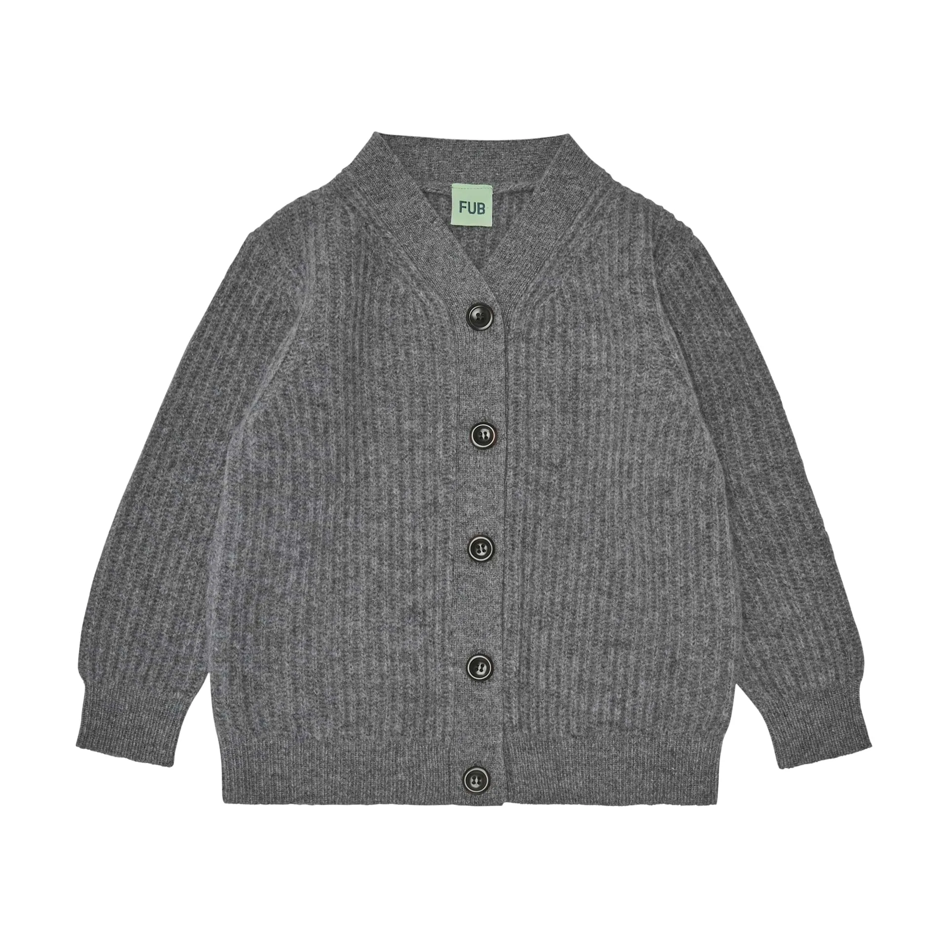 Fub Lambswool Cardigan - Charcoal Melange - 90cm, 100cm, 110cm