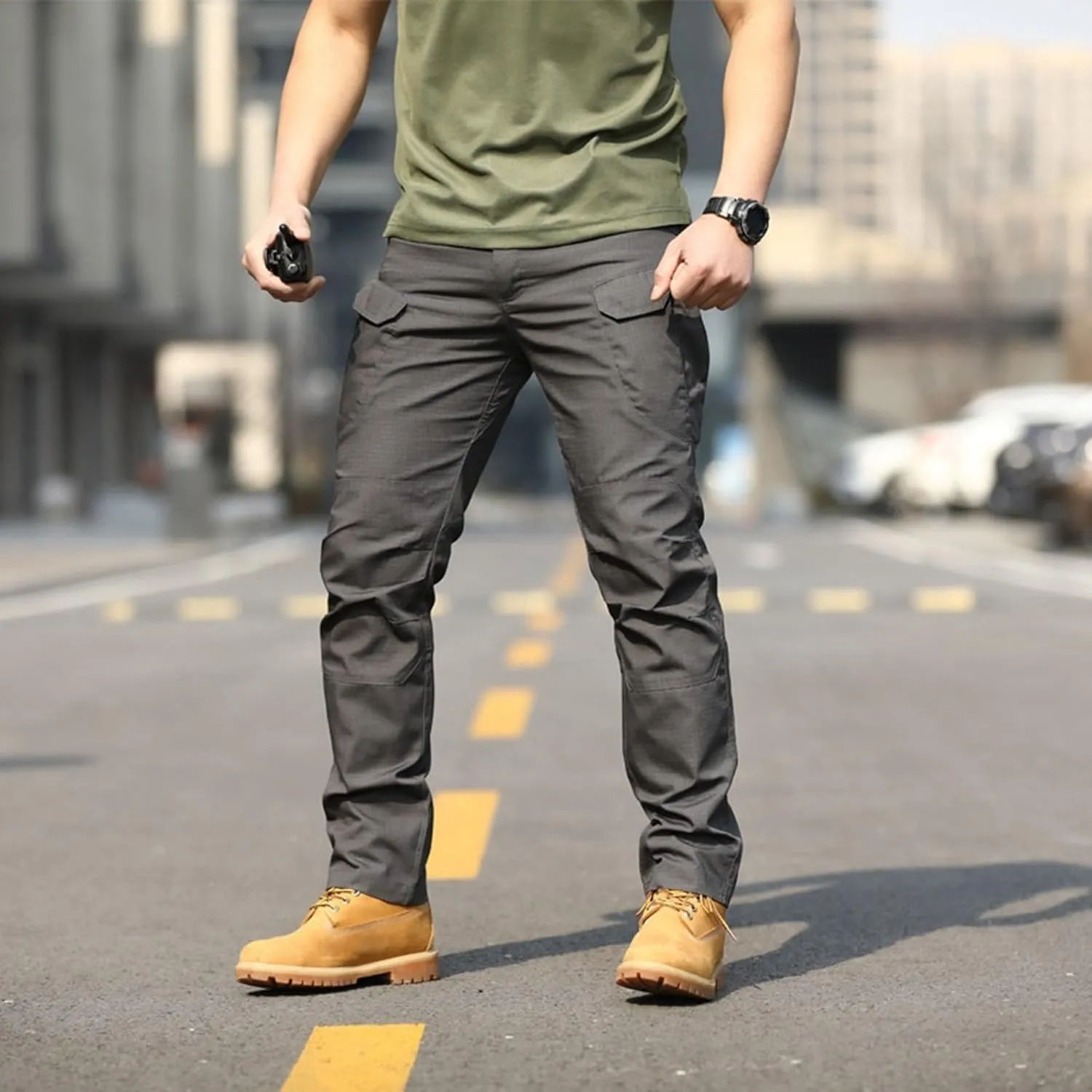 Fxbar Men's Stretch Tactical Pants Breathable Ripstop Cargo Pants Outdoor Lightweight EDC Work Hiking Pants for Men