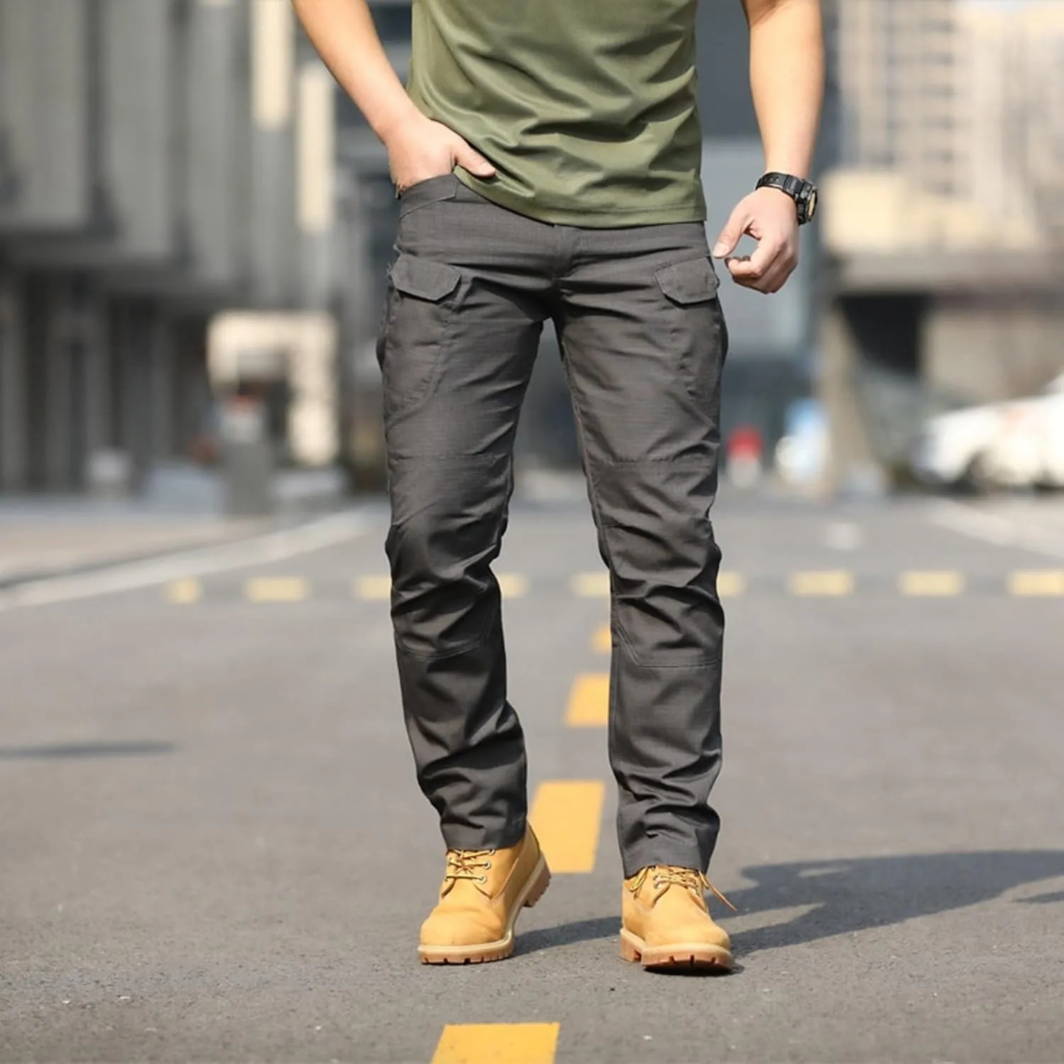 Fxbar Men's Stretch Tactical Pants Breathable Ripstop Cargo Pants Outdoor Lightweight EDC Work Hiking Pants for Men