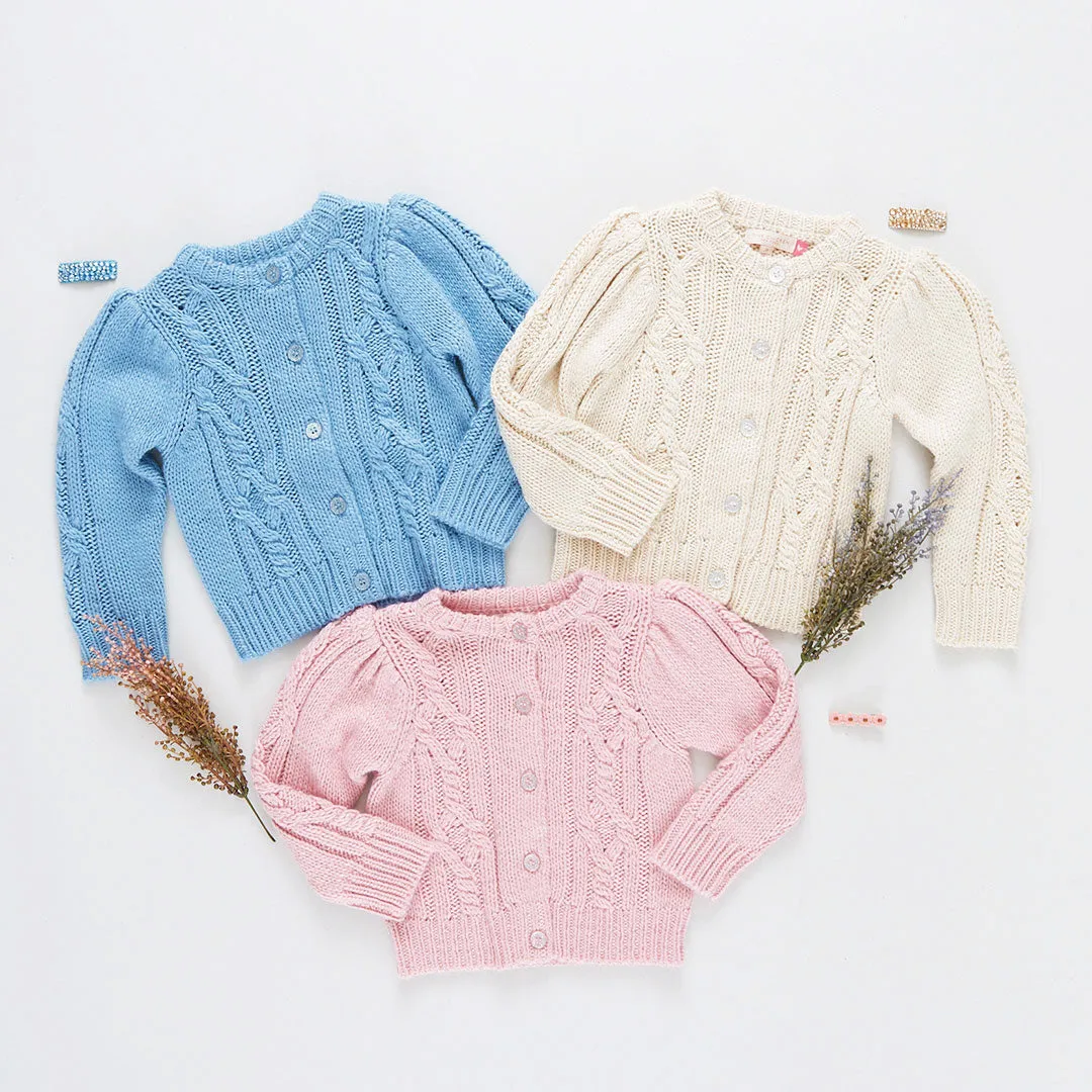 Girls Cable Constance Sweater- Dusty Rose