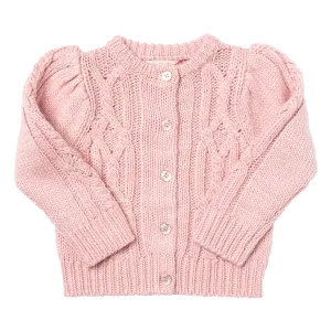 Girls Cable Constance Sweater- Dusty Rose