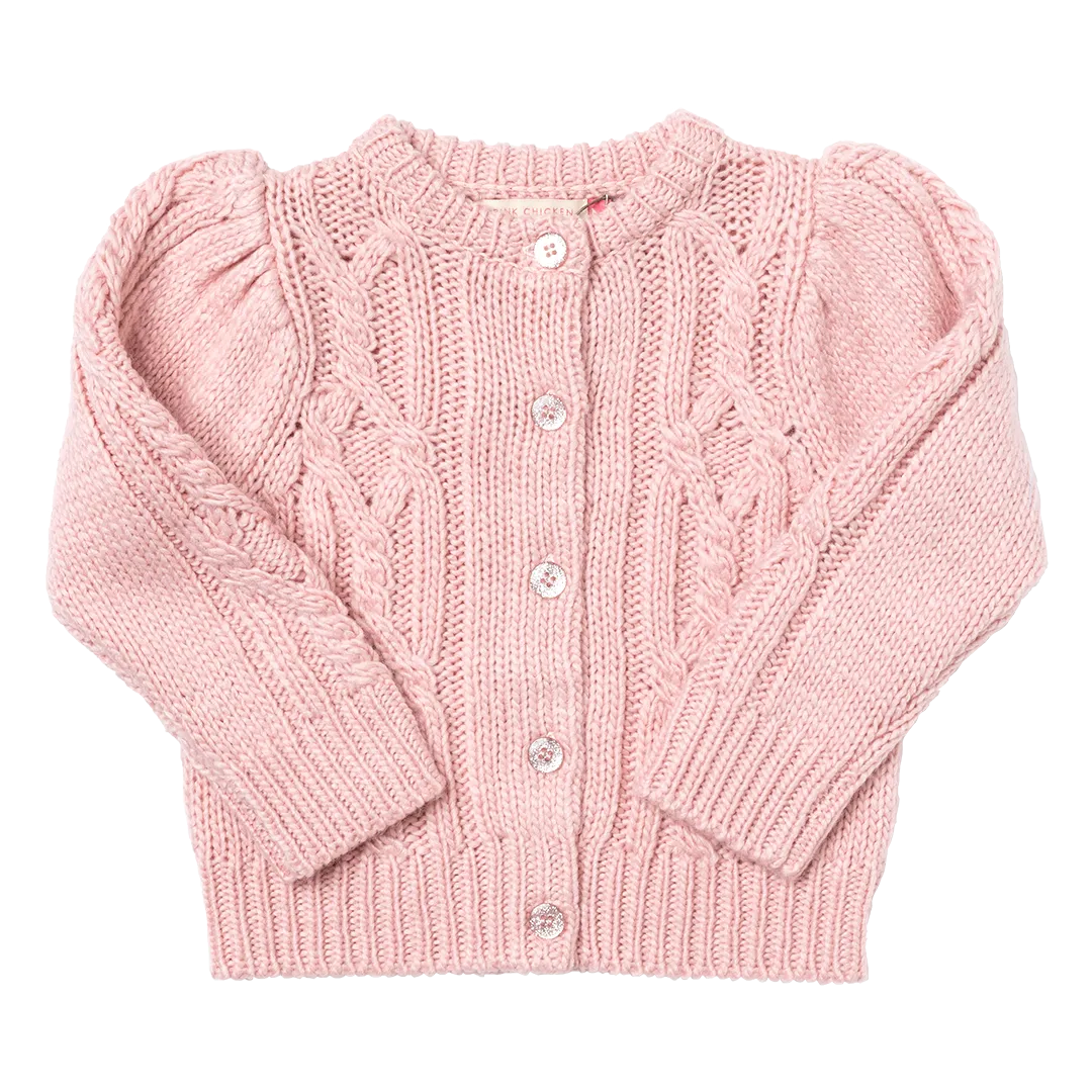 Girls Cable Constance Sweater- Dusty Rose