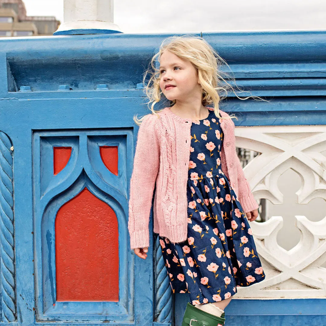 Girls Cable Constance Sweater- Dusty Rose