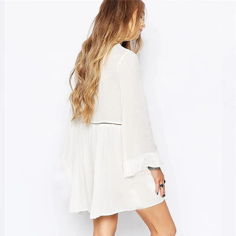 Glamorous Floral Embroidered V neck Summer Dress #V Neck #Embroidered