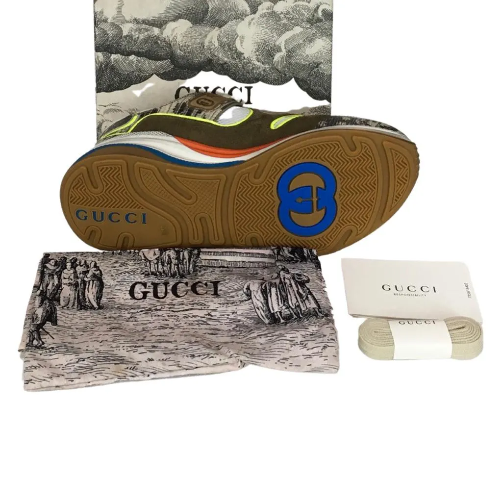 Gucci Women's Ultrapace Leather Sneaker Rock Tejus Sz 39 & 36.5 Multicolor