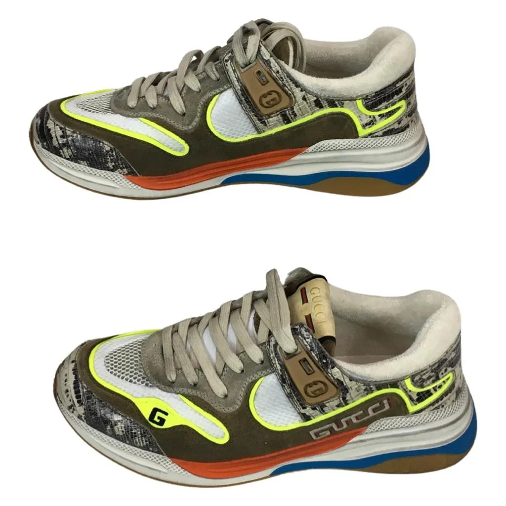 Gucci Women's Ultrapace Leather Sneaker Rock Tejus Sz 39 & 36.5 Multicolor