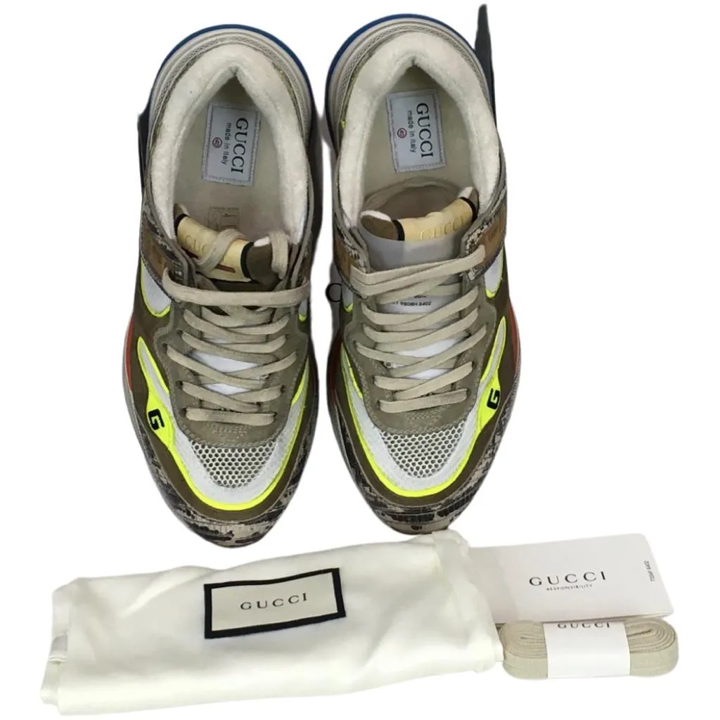 Gucci Women's Ultrapace Leather Sneaker Rock Tejus Sz 39 & 36.5 Multicolor