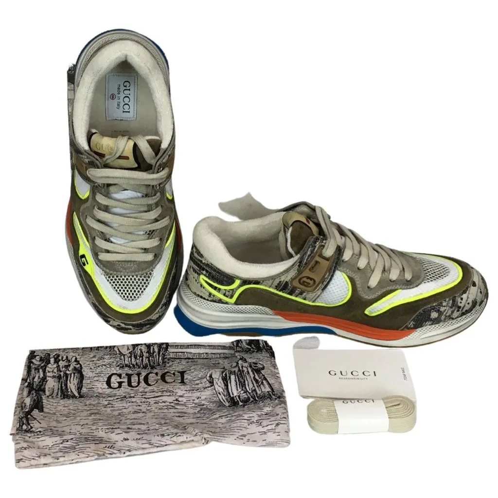 Gucci Women's Ultrapace Leather Sneaker Rock Tejus Sz 39 & 36.5 Multicolor