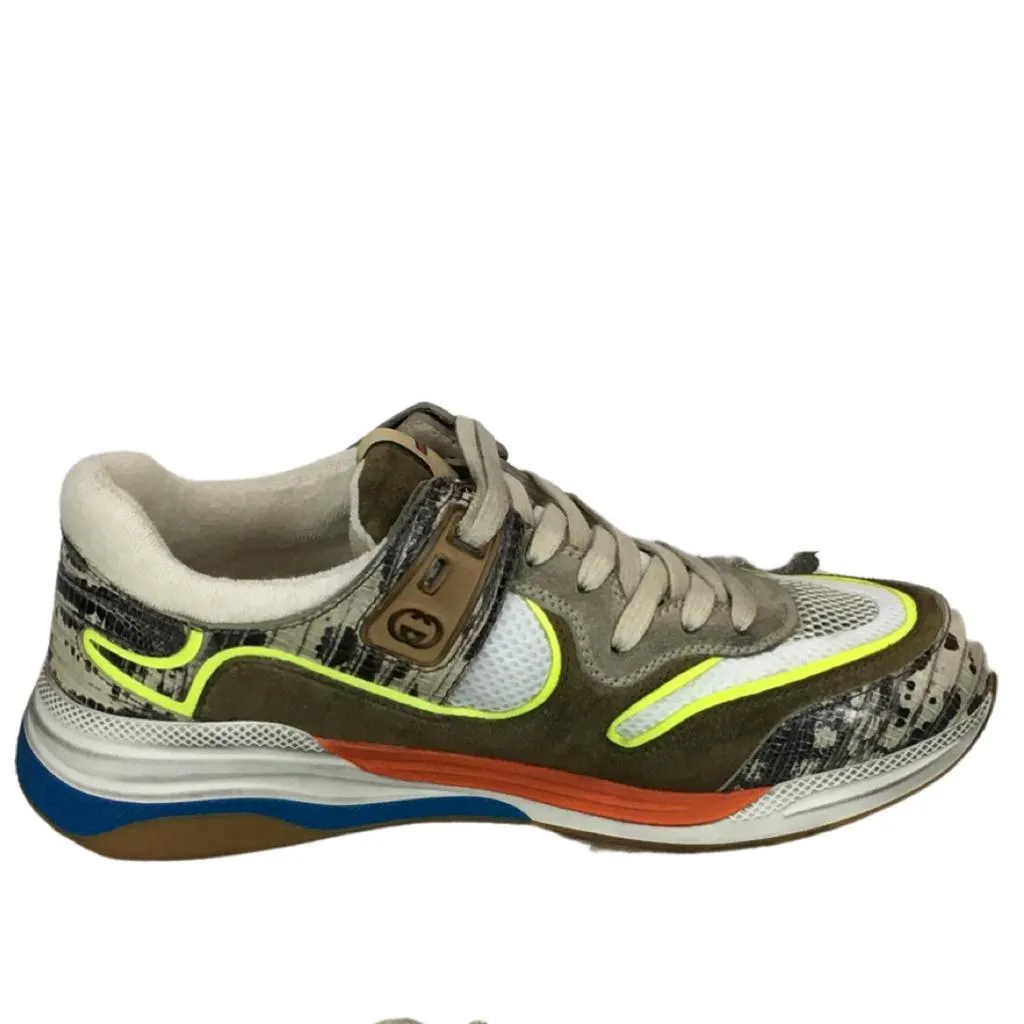 Gucci Women's Ultrapace Leather Sneaker Rock Tejus Sz 39 & 36.5 Multicolor
